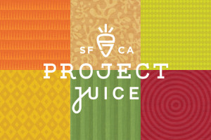 Project Juice logo over juice patterns