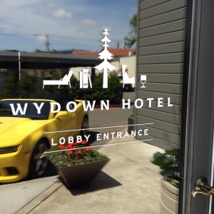 Wydown Hotel lobby entrance decal