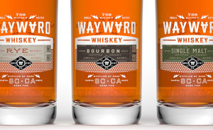 Wayward Whiskey branded bottles