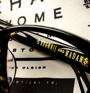 Brownie & Madam branded eyeglasses and cloth