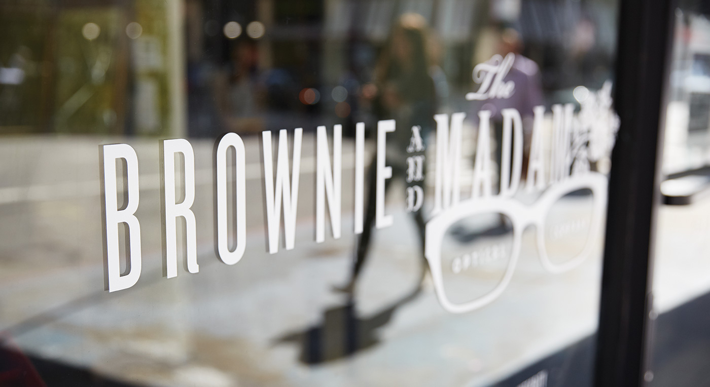 Brownie & Madam window graphics