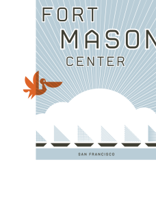 Fort Mason Center bird + sun + sailboat artwork