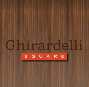 Ghirardelli Square logo on wood