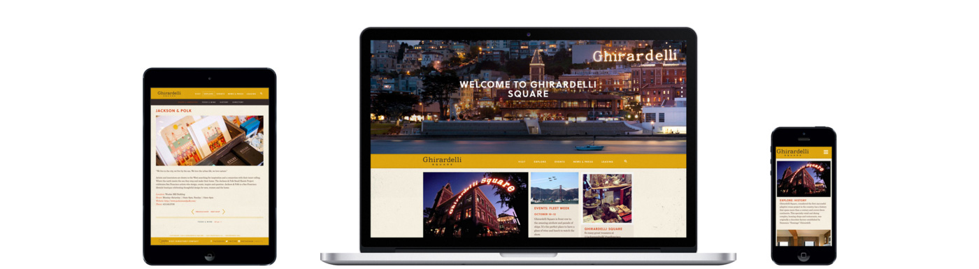 Ghirardelli Square website on various devices