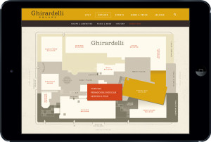 Ghirardelli Square website on iPad