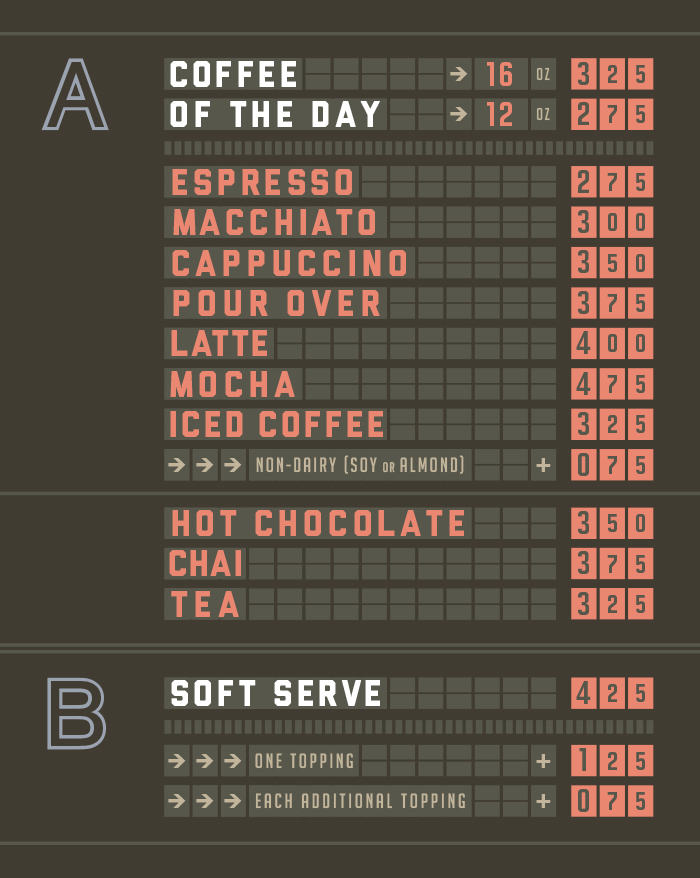 Coffee Cultures menu board