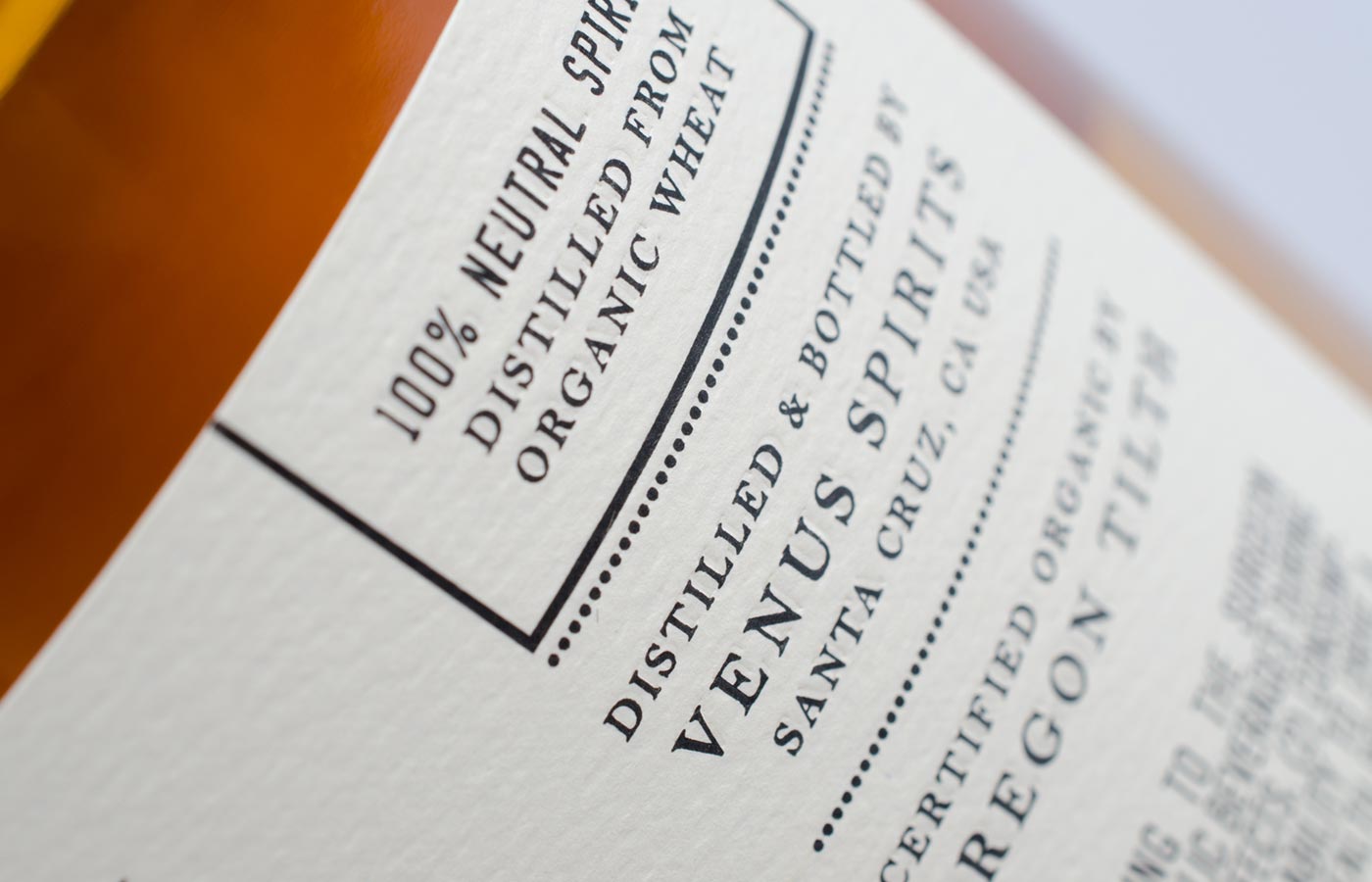 Venus Spirits Gin packaging detail