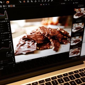 Stafford Chocolates work on a computer