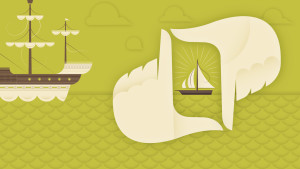 Adobe Creative Cloud illustration of ship and framing hands
