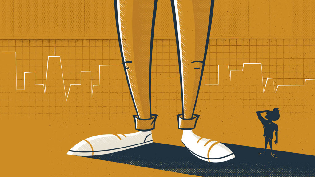 Adobe Creative Cloud illustration: giant legs, small person