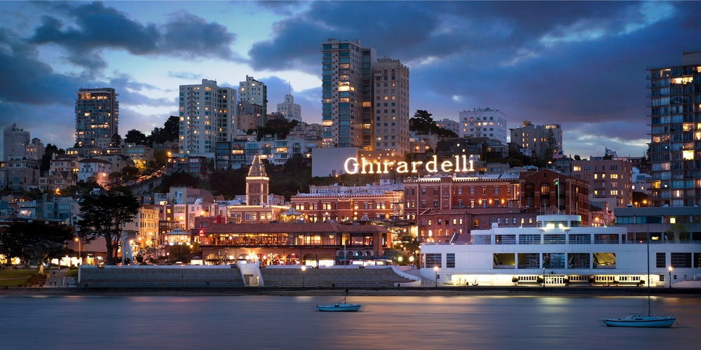 Ghirardelli Square sign at night