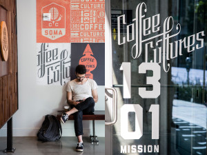 Coffee Cultures interior and exterior environmental graphics