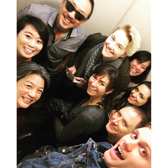 How many #chendesign staff can fit in the rickety studio elevator? Apparently 9 when there's a double-birthday lunch involved.