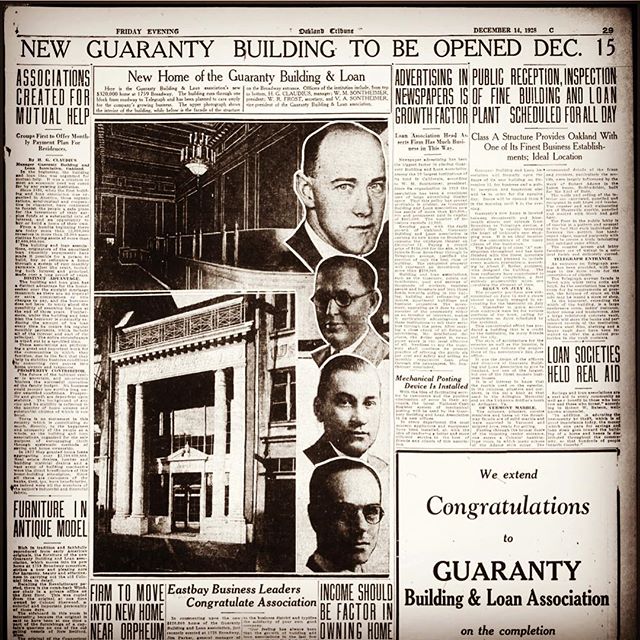 The ultimate #tbt -- 88 years ago on this date in 1928, our #chendesign studio was the sparkling new home of the Guaranty Building & Loan. Reports the Tribune: "The building will set a new style for Oakland. Of colonial architecture, simple in line and dignified in appearance..."