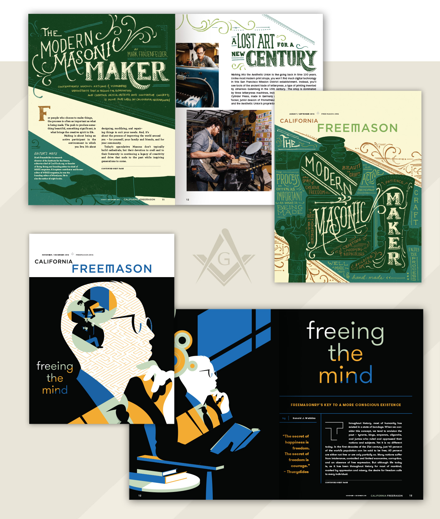 California Freemason Magazine covers and spreads