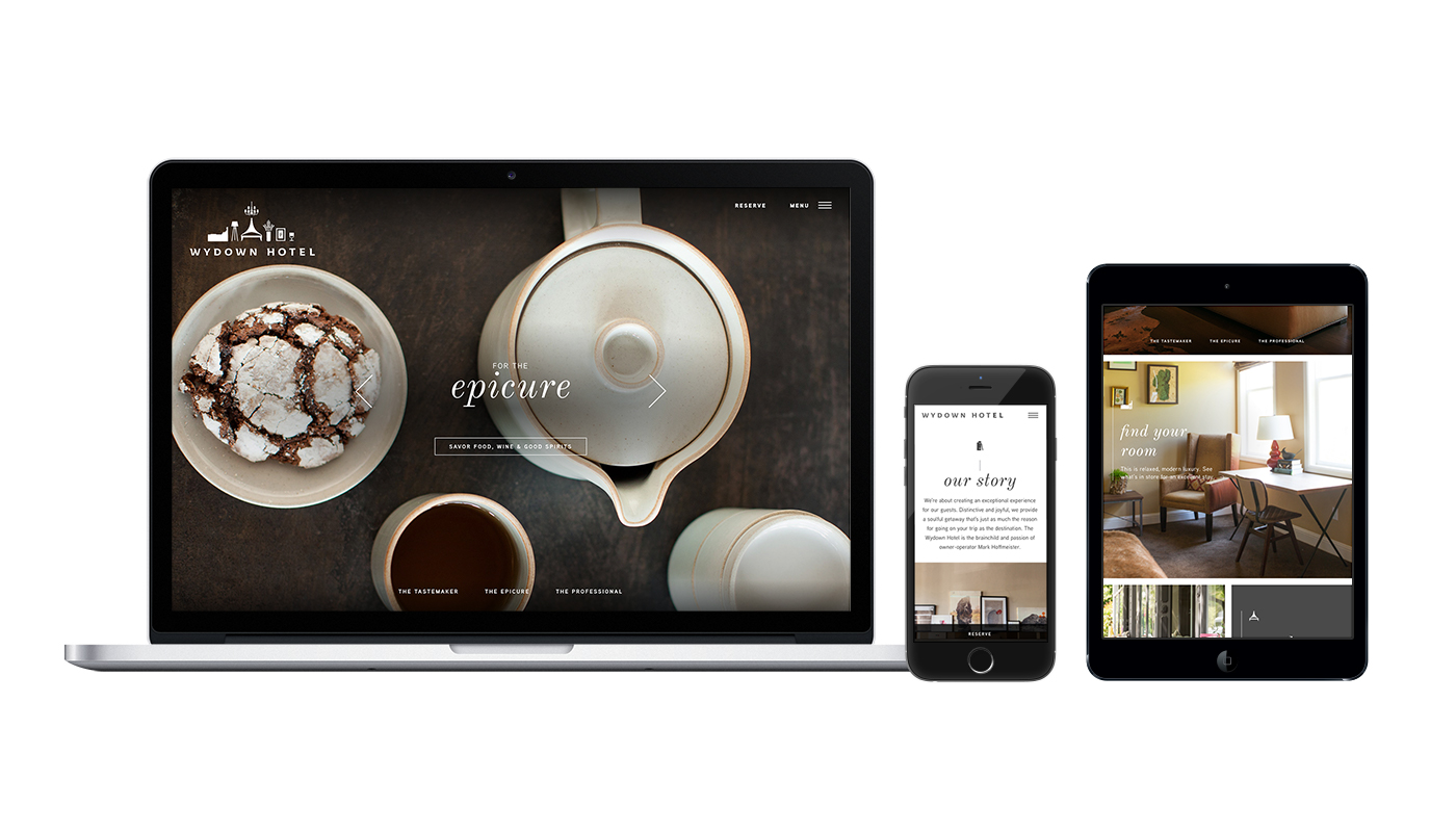 Wydown Hotel website on various devices
