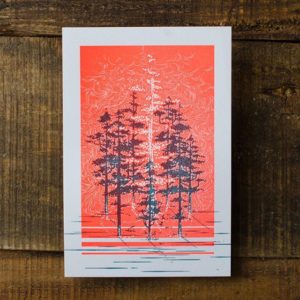 CDA Gratitude letterpress card: forest on glowy background