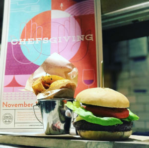 Chefsgiving hamburger and poster