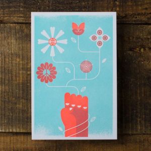 CDA Gratitude letterpress card: flowers from power to the people fist