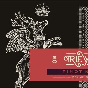 Partial view of Reya pinot noir label and graphics
