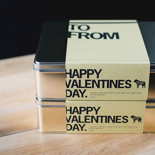 New work for @craftsmanwolves: a beautiful letterpressed wrap for a box of delightful Valentine's treats. 📷: @craftsmanwolves