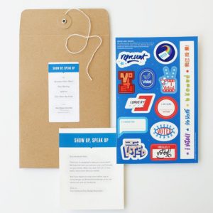 Vote stickers, envelope, and card message