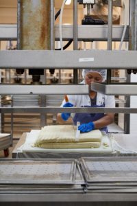 Hodo Foods Factory Cutting Tofu