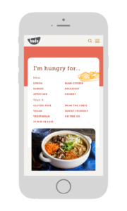 Hodo Foods mobile recipe filter
