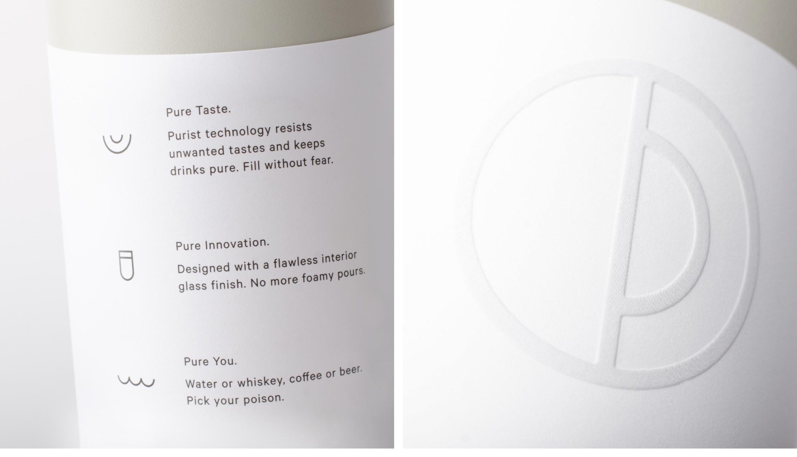 Purist bottle packaging label