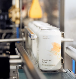 Elemental Beverage Co. cans on production line