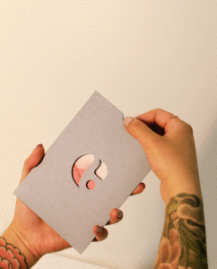 Animation of Elemental Beverage Co. card coming out of diecut sleeve