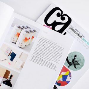 Communication Arts 60th Anniversary issue with CDA's work for Elemental Beverage Co. in Exhibit