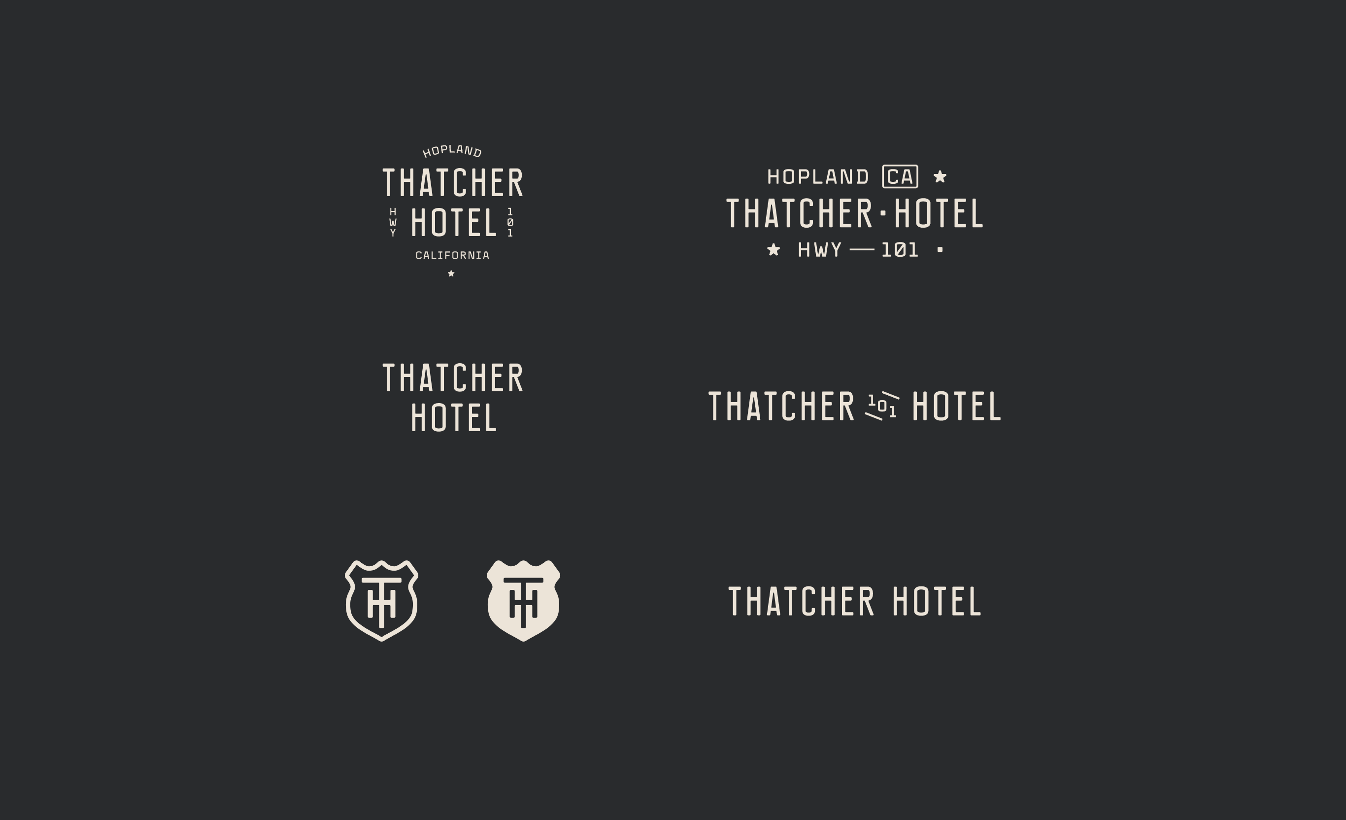 Thatcher Hotel logo lockups