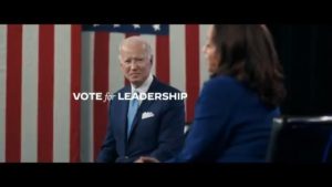 "Vote for Leadership" text layered on photo of Biden and Harris