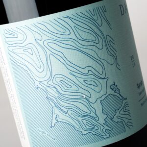 Close up of map illustration on Darling Wines 2019 Syrah label