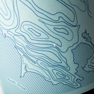 Close up of map illustration on a wine label