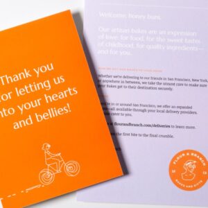 Branded thank you card and promotional postcard