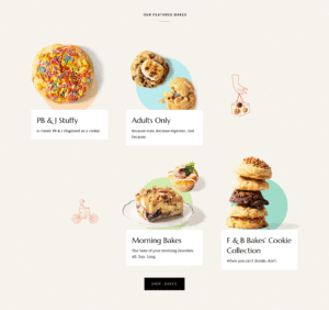 Flour & Branch website homepage showing animated product images