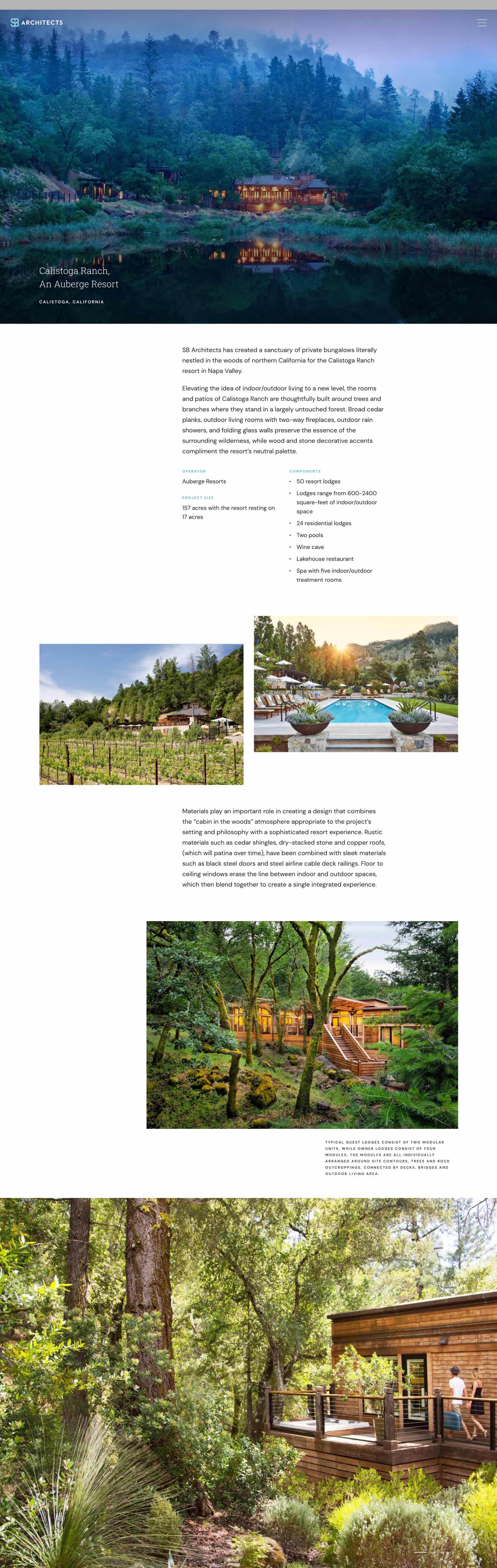 Example project page with images at different scales, captions, and storytelling copy