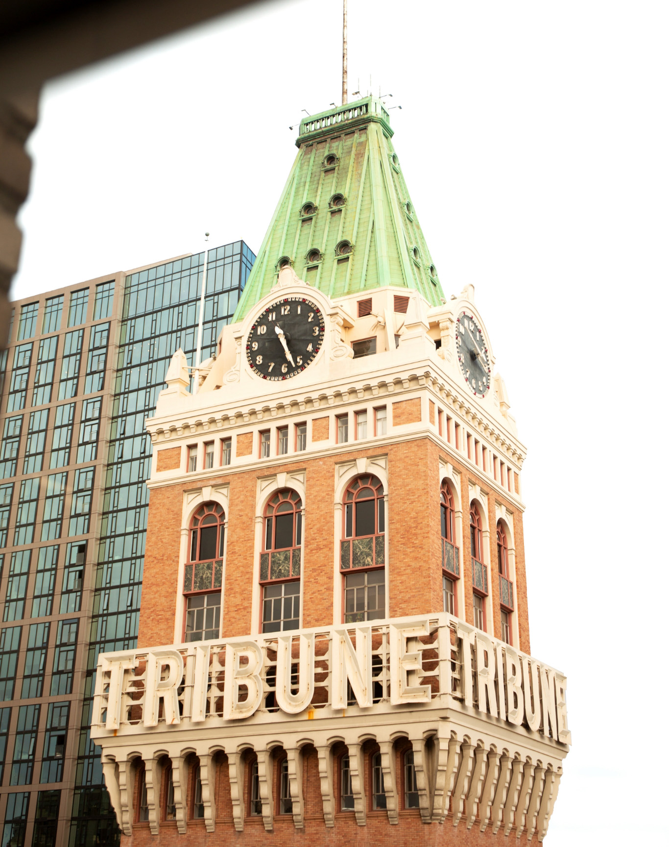 Photo of studio view of Oakland Tribune tower