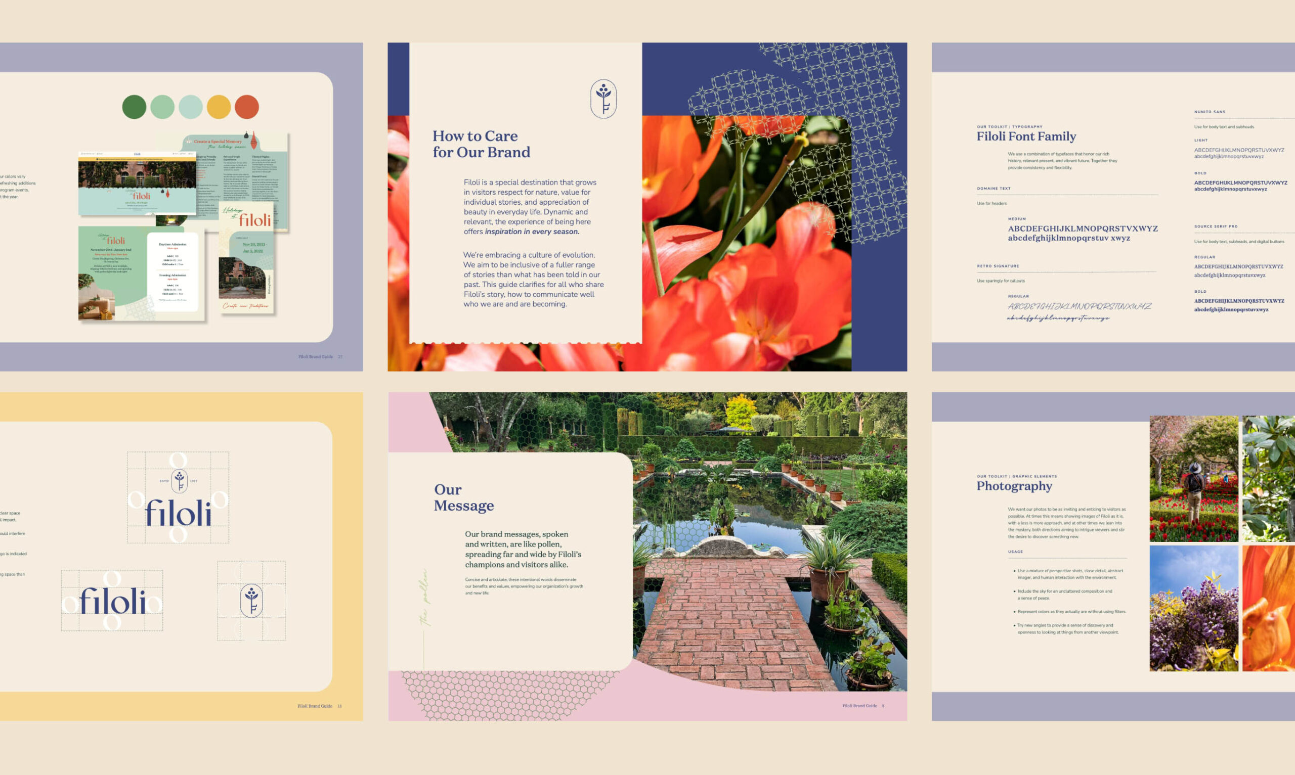 Filoli brand book spreads