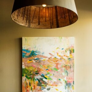 Wydown Hotel modern lamp and abstract artwork