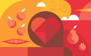 Illustration of heart healthy foods for Raley's