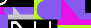 Collage of abstract geometric shapes in Edge on The Square brand colors