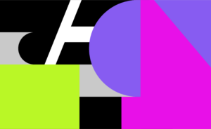 Collage of abstract geometric shapes in Edge on The Square brand colors