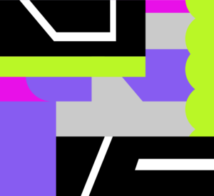 Collage of abstract geometric shapes in Edge on The Square brand colors