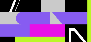 Collage of abstract geometric shapes in Edge on The Square brand colors