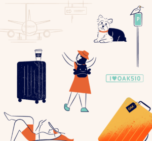 Various custom illustrations for Oakland Internal Airport