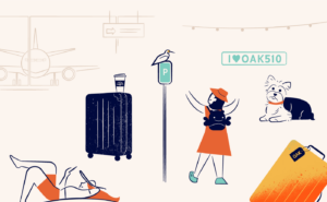 Various custom illustrations for Oakland Internal Airport