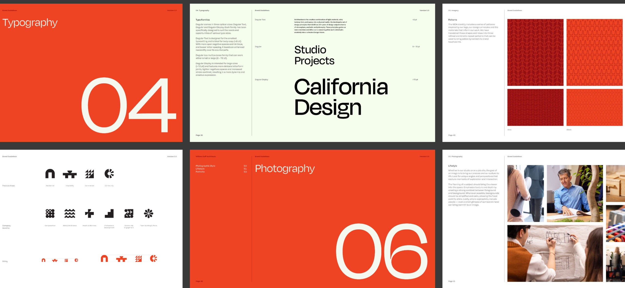 Second row showing a grid from pages of the brand guideline